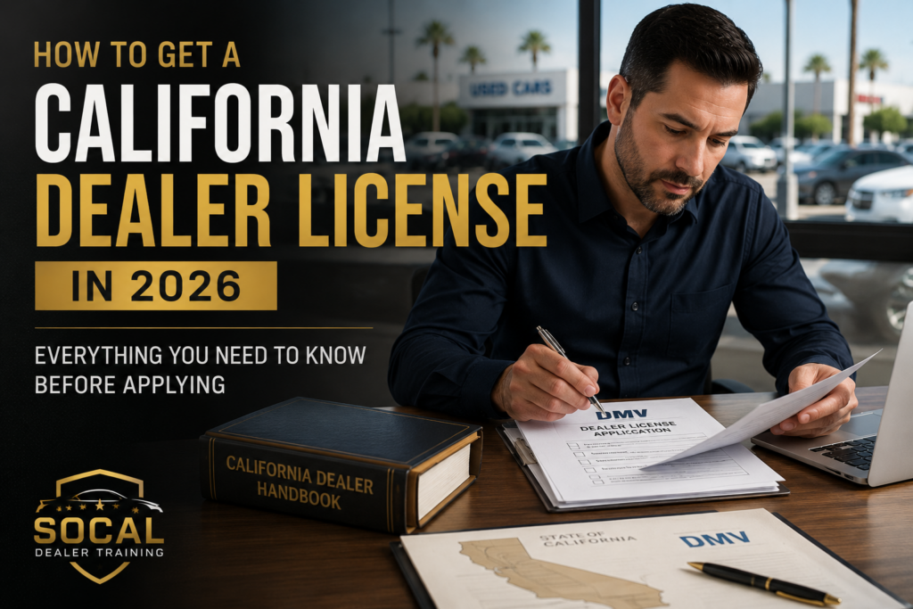 How to get a California dealer license in 2026 by completing dealer training, DMV requirements, and licensing steps